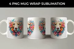 3D Floral Fantasy Dachshund Mug Sublimation PNG Product Image 4