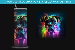 Neon Boxer Dog Tumbler Wrap 20 oz Sublimation PNG Product Image 4
