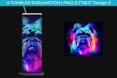 Neon Bulldog Dog Tumbler Wrap 20 oz Sublimation PNG Product Image 4