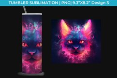 Neon Cat Tumbler Wrap 20 oz Sublimation PNG Product Image 4