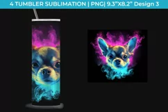 Neon Chihuahua Dog Tumbler Wrap 20 oz Sublimation PNG Product Image 4