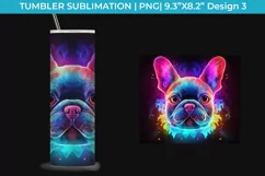 Neon French Bulldog Tumbler Wrap 20 oz PNG Product Image 4