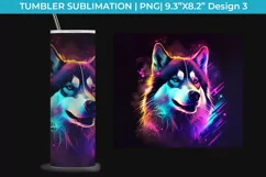 Neon Husky Tumbler Wrap 20 oz Sublimation PNG Product Image 4