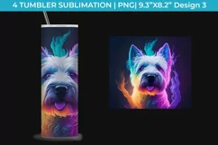 Neon Westie Dog Tumbler Wrap 20 oz Sublimation PNG Product Image 4