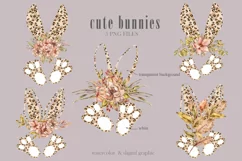 Watercolor leopard bunny fall sublimation- 5 png files Product Image 3