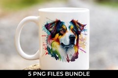 Rainbow Australian Shepherd Dog Watercolor PNG Product Image 4