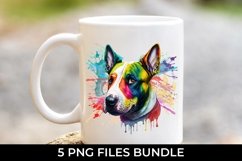 Rainbow Bull Terrier Dog Watercolor Bundle Sublimation Product Image 4