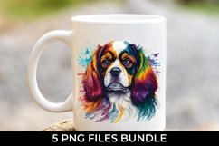 Rainbow Cavalier King Dog Watercolor Bundle Sublimation Product Image 4