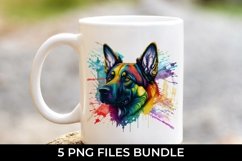 Rainbow German Shepherd Dog Watercolor PNG Product Image 4