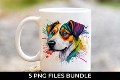 Rainbow Jack Russell Terrier Dog Watercolor PNG Product Image 4