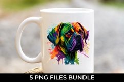 Rainbow Mastiff Dog Watercolor Bundle Sublimation Product Image 4