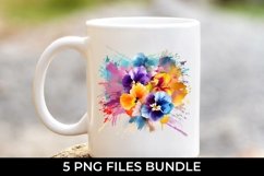 Rainbow Pansy Watercolor PNG Sublimation Product Image 4