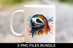 Rainbow Sloth Animal Watercolor Bundle Sublimation Product Image 4