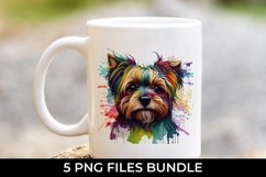 Rainbow Yorkshire Terrier Dog Watercolor PNG Product Image 4
