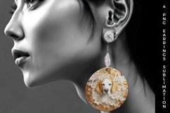 3D white Floral Beagle Dog Earrings Sublimation PNG Product Image 4