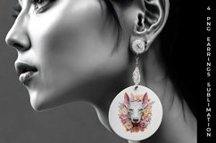 3D Floral Fantasy Doberman Earrings Sublimation PNG Product Image 4