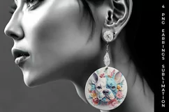 3D Floral Fantasy French Bulldog Earrings Sublimation PNG Product Image 4