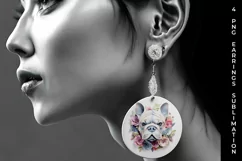 3D Floral Fantasy Bulldog Earrings Sublimation PNG Product Image 4