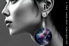 Galaxy Freezia Flowers Earrings Sublimation PNG Product Image 4