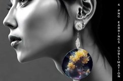 Galaxy Marigold Flowers Earrings Sublimation PNG Product Image 4
