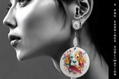 3D Floral Fantasy Beagle Earrings Sublimation PNG Product Image 4