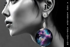 Galaxy Snapdragon Flowers Earrings Sublimation PNG Product Image 4