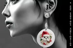 3D Christmas Shih Tzu Dog Earrings Sublimation PNG Product Image 4