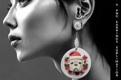 3D Christmas Bulldog Dog Earrings Sublimation PNG Product Image 4