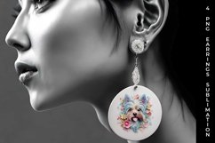3D Floral Fantasy Yorkshire Terrier Earrings Sublimation PNG Product Image 4
