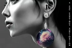 Galaxy Dahlias Flowers Earrings Sublimation PNG Product Image 4