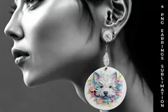 3D Floral Fantasy Westie Earrings Sublimation PNG Product Image 4