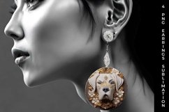 3D white Floral Saint Bernard Dog Earrings Sublimation PNG Product Image 4