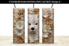 3D white Floral Westie Dog Tumbler Wrap 20 oz Sublimation Product Image 4