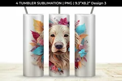3d Floral Fantasy Golden Retriever Tumbler Wrap Sublimation Product Image 4