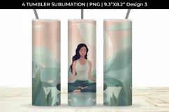 Blissful Serenity - Woman Meditating Tumbler Wrap PNG Product Image 4