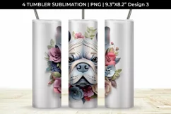 3d Floral Fantasy Bulldog Tumbler Wrap Sublimation PNG Product Image 4