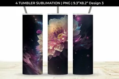 Galaxy Dahlias Flowers Tumbler Wrap 20 oz Sublimation PNG Product Image 4