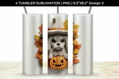 3D Halloween Shih Tzu Dog Tumbler Wrap 20 oz Sublimation PNG Product Image 4