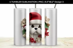 3D Christmas Shih Tzu Dog Tumbler Wrap 20 oz Sublimation PNG Product Image 4
