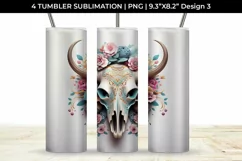 3d Floral Fantasy Bull Skull Tumbler Wrap Sublimation PNG Product Image 4