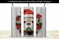 3D Christmas Bulldog Dog Tumbler Wrap 20 oz Sublimation PNG Product Image 4