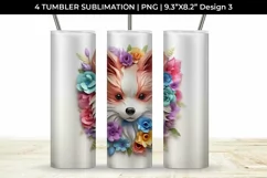 3d Floral Fantasy Pomeranian Tumbler Wrap Sublimation PNG Product Image 4