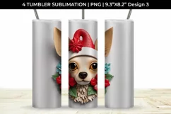 3D Christmas Chihuahua Dog Tumbler Wrap 20 oz Sublimation Product Image 4