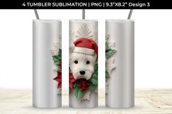 3D Christmas Westie Dog Tumbler Wrap 20 oz Sublimation PNG Product Image 4