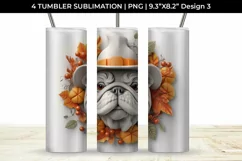 3D Halloween Bulldog Dog Tumbler Wrap 20 oz Sublimation PNG Product Image 4