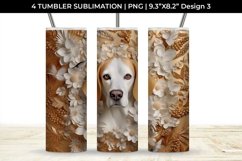 3D white Floral Beagle Dog Tumbler Wrap 20 oz Sublimation Product Image 4