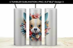 3d Floral Fantasy Chihuahua Tumbler Wrap Sublimation PNG Product Image 4