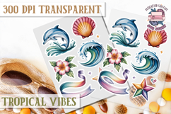 Tropical Vibes sticker sheet Flowers Hawaii PNG Floral Product Image 1