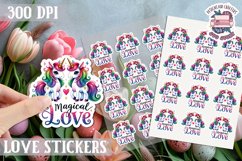 Love sticker Sheet Valentine Day Cute Animals Quote PNG Product Image 1