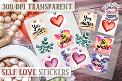 Self Love sticker sheet Scrapbook PNG Nature Watercolor Yoga Product Image 1